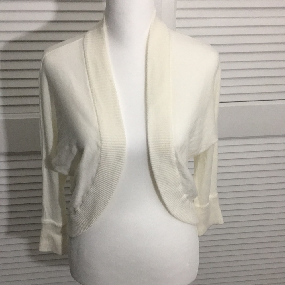 Forever 21 Cream Open-Front Cropped Cardigan